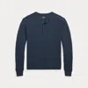 Double Rl Ralph Lauren Garment-dyed Waffle-knit Henley Shirt In Blue