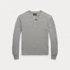 Double Rl Ralph Lauren Garment-dyed Waffle-knit Henley Shirt In Gray