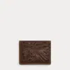 Double Rl Ralph Lauren Hand-tooled Leather Card Case In Brown