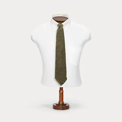Double Rl Ralph Lauren Handmade Fringe Tweed Tie In Multi