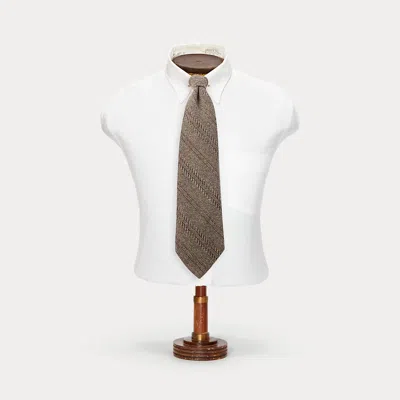 Double Rl Ralph Lauren Handmade Wool Herringbone Tie In Brown