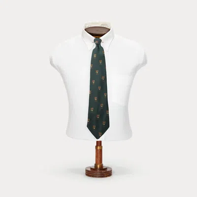 Double Rl Ralph Lauren Handmade Wool-silk Club Tie In Green