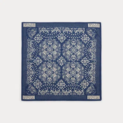 Double Rl Ralph Lauren Indigo Floral-print Cotton Bandanna In Blue