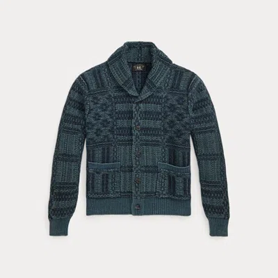 Double Rl Ralph Lauren Indigo Jacquard-knit Cotton Cardigan In Green