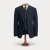 Double Rl Ralph Lauren Indigo Striped Herringbone Suit Jacket In Blue