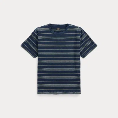 Double Rl Ralph Lauren Indigo Striped Jersey T-shirt In Multi