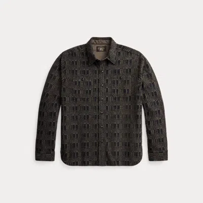 Double Rl Ralph Lauren Jacquard-knit Wool-blend Workshirt In Gray
