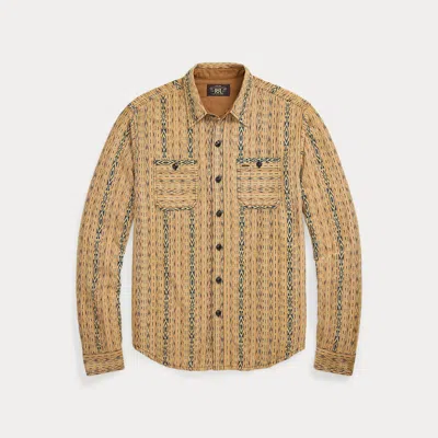 Double Rl Ralph Lauren Jacquard Workshirt In Brown