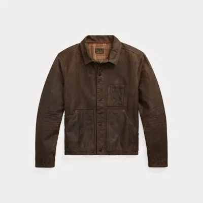 Double Rl Ralph Lauren Leather Jacket In Brown