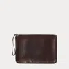Double Rl Ralph Lauren Leather Pouch In Brown
