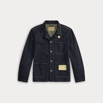 Double Rl Ralph Lauren Limited-edition Indigo Herringbone Shirt In Blue