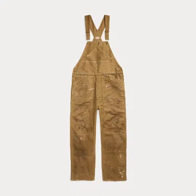 Double Rl Ralph Lauren Paint-splattered Cotton Moleskin Overall In Brown
