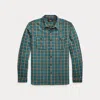Double Rl Ralph Lauren Plaid Twill Workshirt In Green