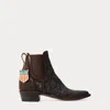 Double Rl Ralph Lauren Plainview Hand-tooled Leather Boot In Brown