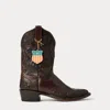 Double Rl Ralph Lauren Plainview Hand-tooled Leather Boot In Brown