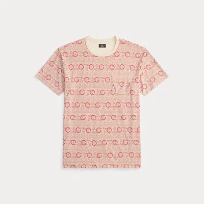 Double Rl Ralph Lauren Print Jersey Pocket T-shirt In Pink