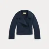 Double Rl Ralph Lauren Quilted Jersey Cropped Peacoat In Blue