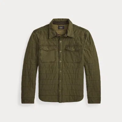 Double Rl Ralph Lauren Quilted Jersey Overshirt In Green