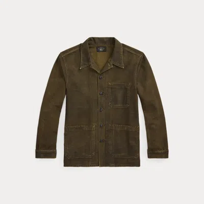 Double Rl Ralph Lauren Reverse-sateen Overshirt In Brown