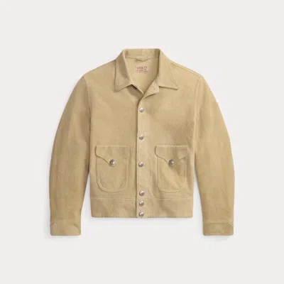 Double Rl Ralph Lauren Roughout Suede Jacket In Brown