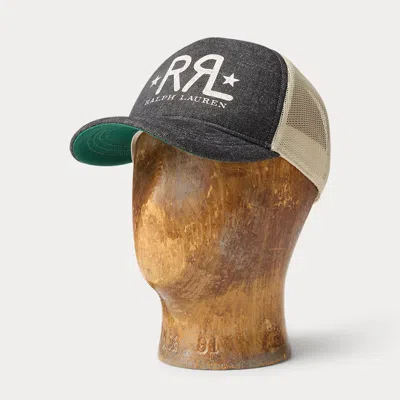 Double Rl Ralph Lauren Rrl Ranch Logo Denim Trucker Cap In Gray