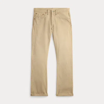 Double Rl Ralph Lauren Slim Boot Cream Selvedge Jean In Brown
