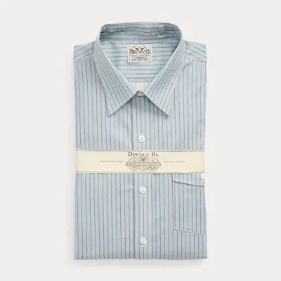 Double Rl Ralph Lauren Slim Fit Stripe-print Woven Shirt In Blue