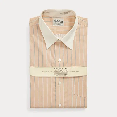 Double Rl Ralph Lauren Slim Fit Stripe-print Woven Shirt In Neutral