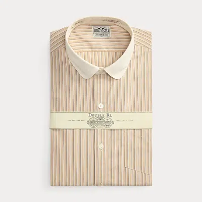 Double Rl Ralph Lauren Slim Fit Striped Dobby Shirt In Brown