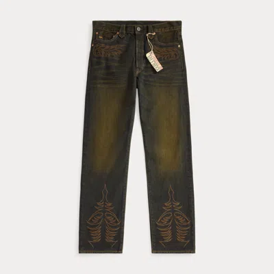 Double Rl Ralph Lauren Straight Fit Bexhill Western Jean In Brown