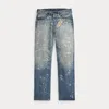 Double Rl Ralph Lauren Straight Fit Fenimore Distressed Jean In Blue