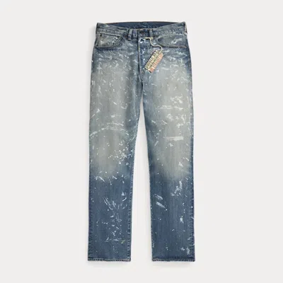 Double Rl Ralph Lauren Straight Fit Fenimore Distressed Jean In Blue