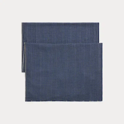Double Rl Ralph Lauren Striped Double-faced Cotton Scarf In Blue