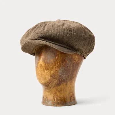 Double Rl Ralph Lauren Striped Herringbone Twill Newsboy Cap In Gray