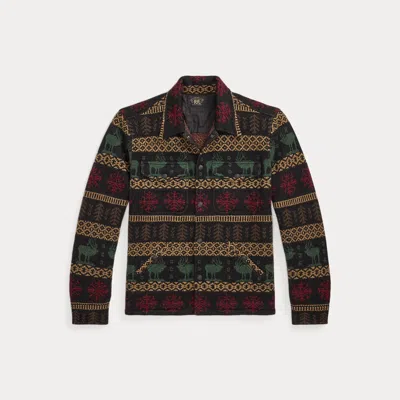 Double Rl Ralph Lauren Wool Overshirt Sweater In Multi
