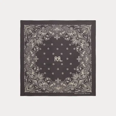Double Rl Ranch Logo Bandanna In Black/cream