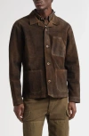 Double Rl Reverse Sateen Overshirt In Brown