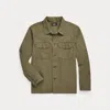 Double Rl Reverse-sateen Overshirt In Olive