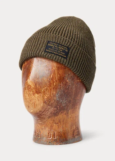 Double Rl Cotton Watch Cap In Olive Drab