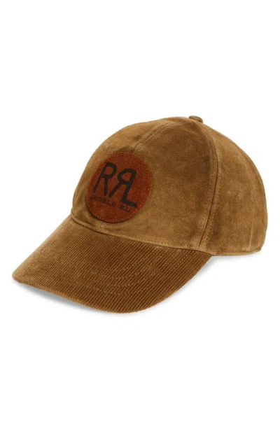 Double Rl Roughout Leather Baseball Cap In Tan