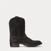 Double Rl Roughout Suede Boot In Black