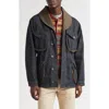 Double Rl Shawl Collar Cotton & Linen Blend Denim Jacket In Blue