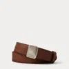 Double Rl Slider-buckle Leather Belt In Baked Brown