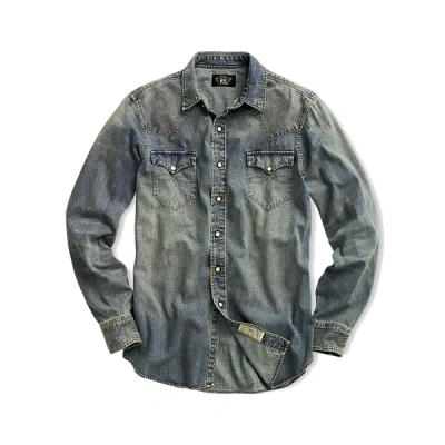 Double Rl Slim Fit Denim Western Shirt In Rinse