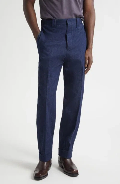 Double Rl Slim Fit Denim Western Straight Leg Pants In Blue