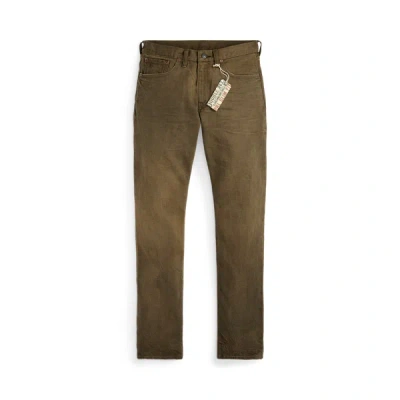 Double Rl Slim Fit Jean In Distressed Brown Wash