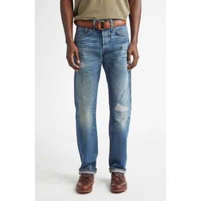 Double Rl Slim Fit Rip & Repair Selvedge Bootcut Jeans In Sutton Wash
