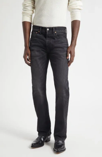 Double Rl Slim Fit Selvedge Bootcut Jeans In Black