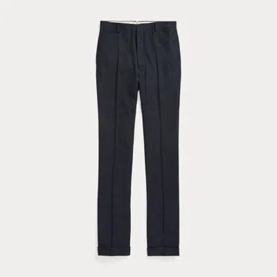 Double Rl Slim Striped Herringbone Suit Trouser In Navy/white