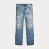 Double Rl Straight Fit Repaired Clearville Jean In Repaired Clearville Wash